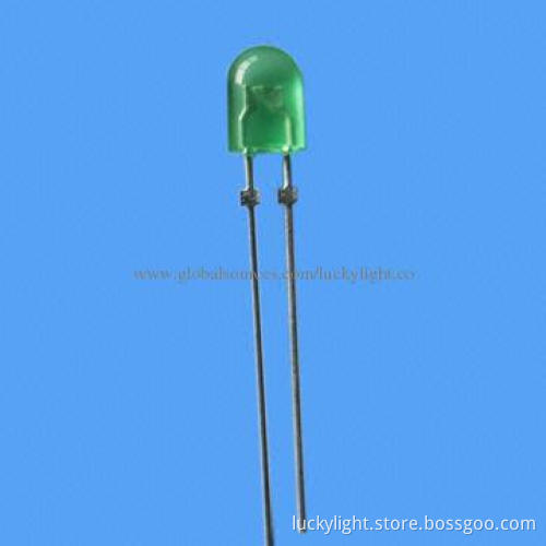 5mm Green Through Hold LED Diode in Oval Shape with 20mA Forward Current